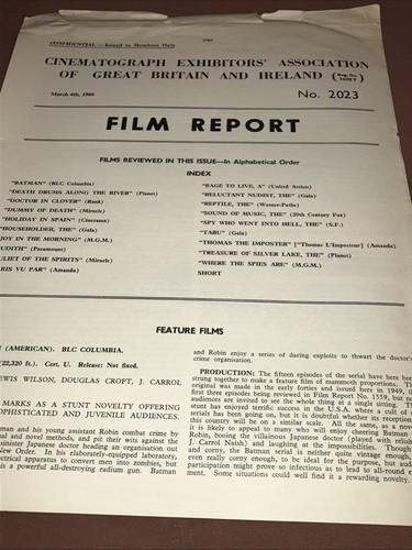 Film report 1966 batman - film, the